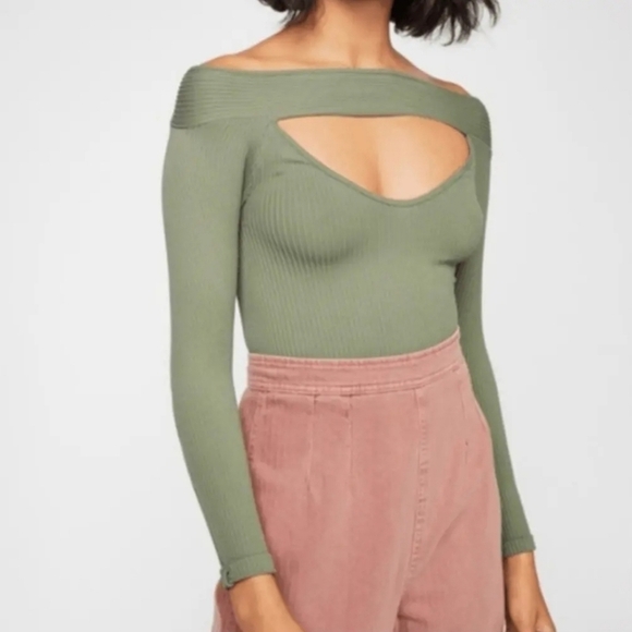 Free People Tops - Intimately Free People Find Me Cut Out Off Shoulder Ribbed Top green size M / L
